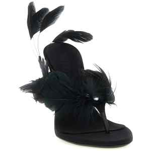 Paris Texas Lidia Feather Thong Mules