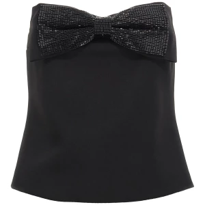 Self-Portrait Black Crepe Bandeau Top