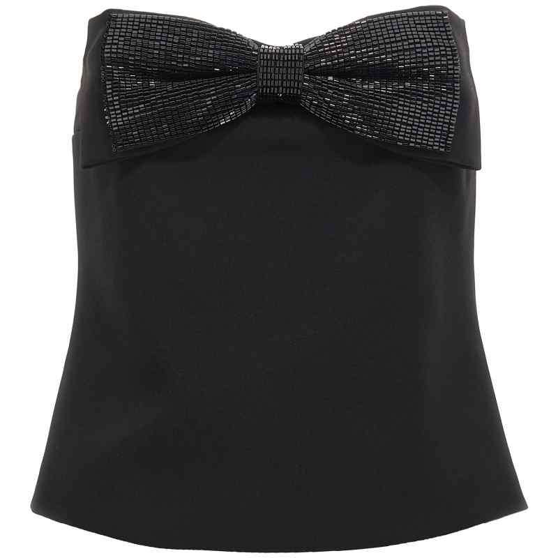 Self-Portrait Black Crepe Bandeau Top