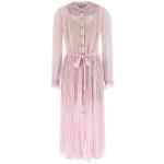 Self-Portrait Pink Pleated Georgette Midi Dresses