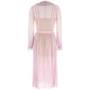 Self-Portrait Pink Pleated Georgette Midi Dresses