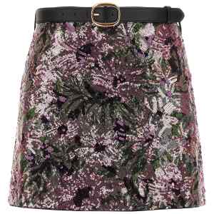 Self-Portrait Floral Sequin Mini Skirt