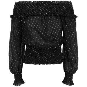 Self-Portrait Black And Gold Chiffon Top