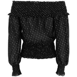 Self-Portrait Black And Gold Chiffon Top