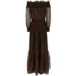 Self-Portrait Brown Georgette Off Shoulder Maxi Dress