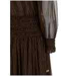 Self-Portrait Brown Georgette Off Shoulder Maxi Dress