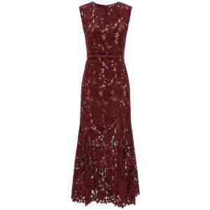 Self-Portrait Burgundy Guipure Lace Midi Dress