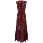 Self-Portrait Burgundy Guipure Lace Midi Dress