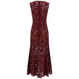 Self-Portrait Burgundy Guipure Lace Midi Dress