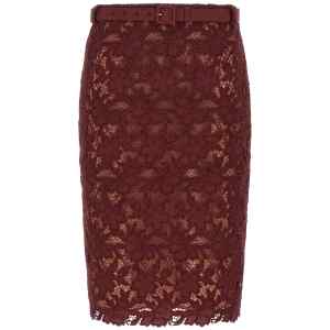 Self-Portrait Burgundy Guipure Lace Midi Skirt