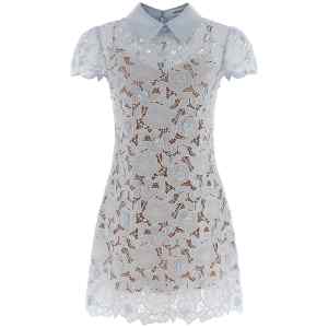 Self-Portrait Blue Guipure Lace Mini Dress