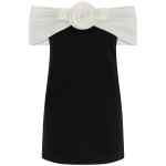 Self-Portrait Black Crêpe Flower Mini Dress