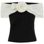 Self-Portrait Black Crêpe Flower Top