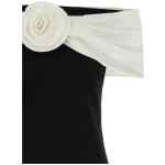 Self-Portrait Black Crêpe Flower Top