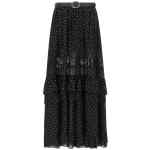 Self-Portrait Black And Gold Chiffon Lace Maxi Skirt