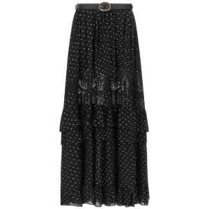 Self-Portrait Black And Gold Chiffon Lace Maxi Skirt