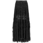Self-Portrait Black And Gold Chiffon Lace Maxi Skirt