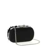Self-Portrait Black Satin Floral Crystal Clutch