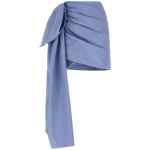Self-Portrait Blue Cotton Tie Side Mini Skirt