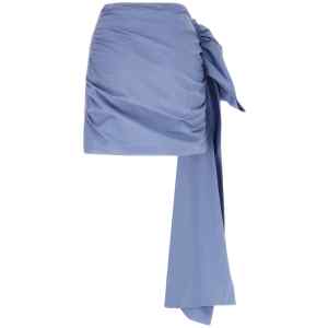 Self-Portrait Blue Cotton Tie Side Mini Skirt