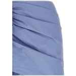Self-Portrait Blue Cotton Tie Side Mini Skirt