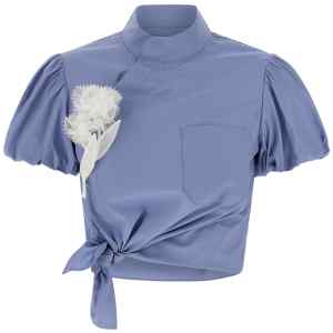 Self-Portrait Blue Cotton Tie Side Top