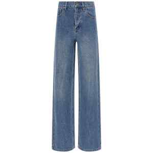 Self-Portrait Rhinestone Denim Straight Leg Jeans
