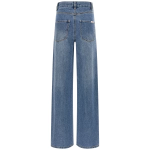 Self-Portrait Rhinestone Denim Straight Leg Jeans