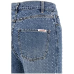 Self-Portrait Rhinestone Denim Straight Leg Jeans