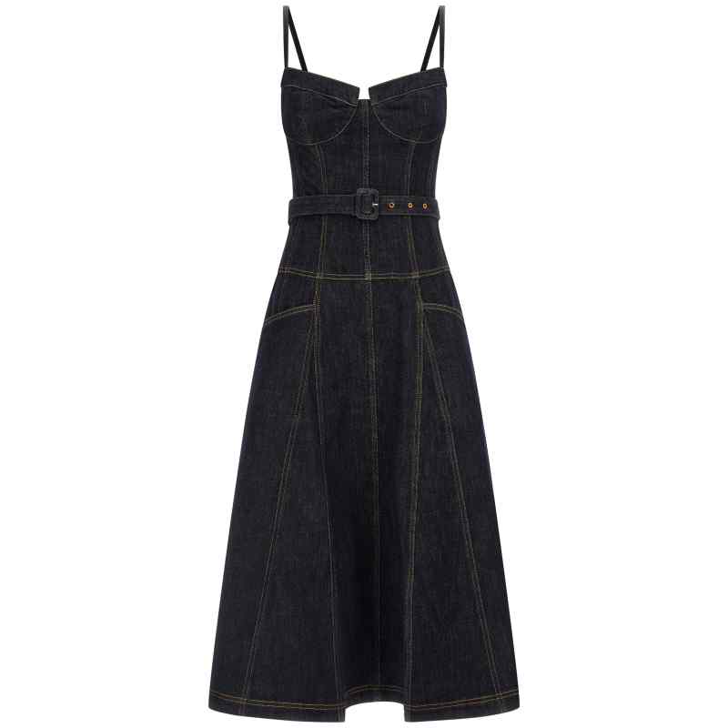RS26815MABLBLUE_01_M_2025-11-20T12-01-50.704Z-3 Self-Portrait Indigo Denim Flared Midi Dress