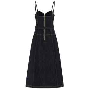 Self-Portrait Indigo Denim Flared Midi Dress