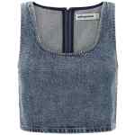 Self-Portrait Rhinestone Denim Crop Top