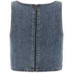 Self-Portrait Rhinestone Denim Crop Top