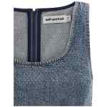 Self-Portrait Rhinestone Denim Crop Top