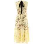 Self-Portrait Yellow Crochet Lace Midi Dress
