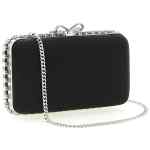 Self Portrait Black Satin Crystal Clutch