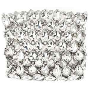 Self-Portrait Silver Crystal Chainmail Mini Clutch