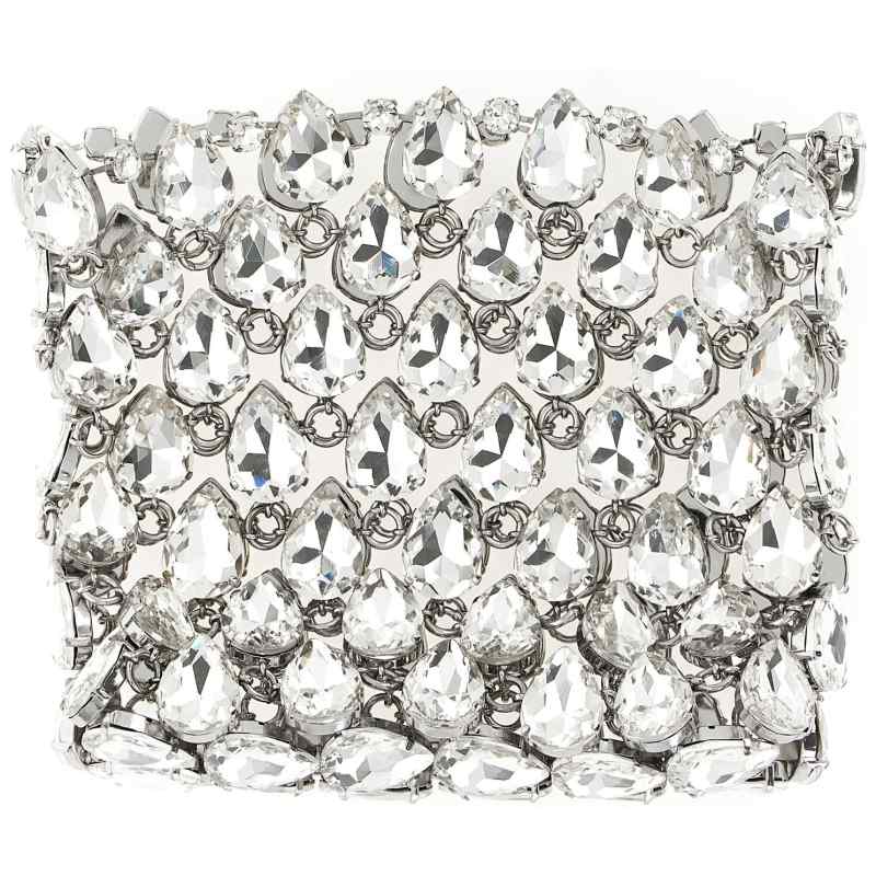 Self-Portrait Silver Crystal Chainmail Mini Clutch