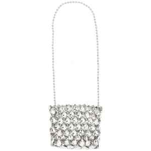 Self-Portrait Silver Crystal Chainmail Mini Clutch