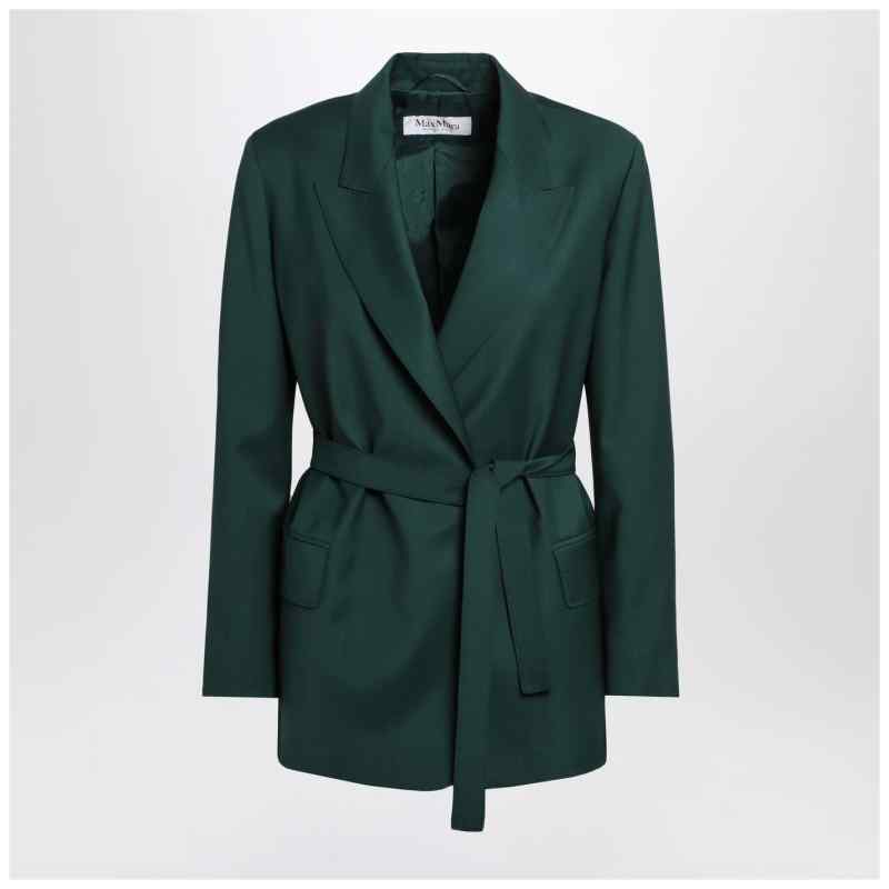 Max Mara Green wool canvas jacket with belt Max Mara Green wool canvas jacket with belt