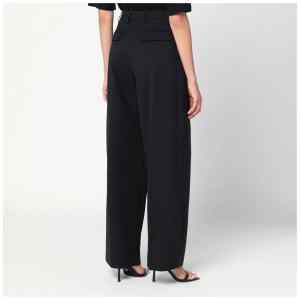 TheLatest Wide-leg black wool blend trousers