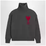 Ami Paris Grey turtleneck sweater Ami De Coeur