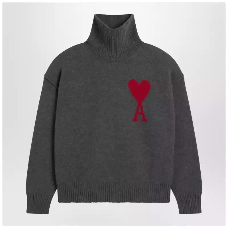 Ami Paris Grey turtleneck sweater Ami De Coeur