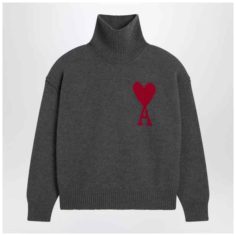 Ami Paris Grey turtleneck sweater Ami De Coeur Ami Paris Grey turtleneck sweater Ami De Coeur