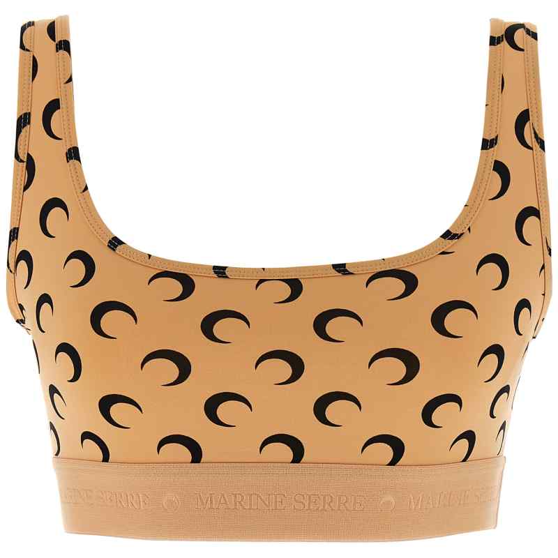 Marine Serre Moon Printed Jersey Cropped Top