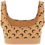 Marine Serre Moon Printed Jersey Cropped Top