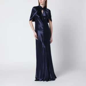 Alberta Ferretti Long blue dress in shiny satin