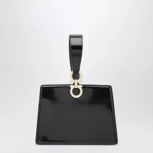 Ferragamo Black double Gancini mini clutch