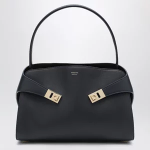 Ferragamo Navy blue Hug Soft M handbag in leather