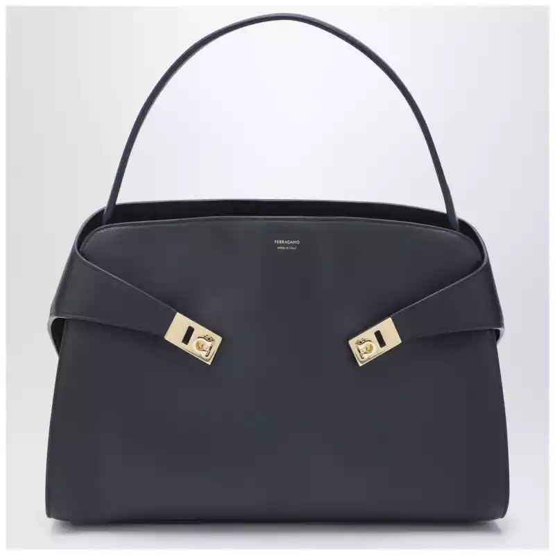 Ferragamo Navy and brown leather Hug Soft L handbag